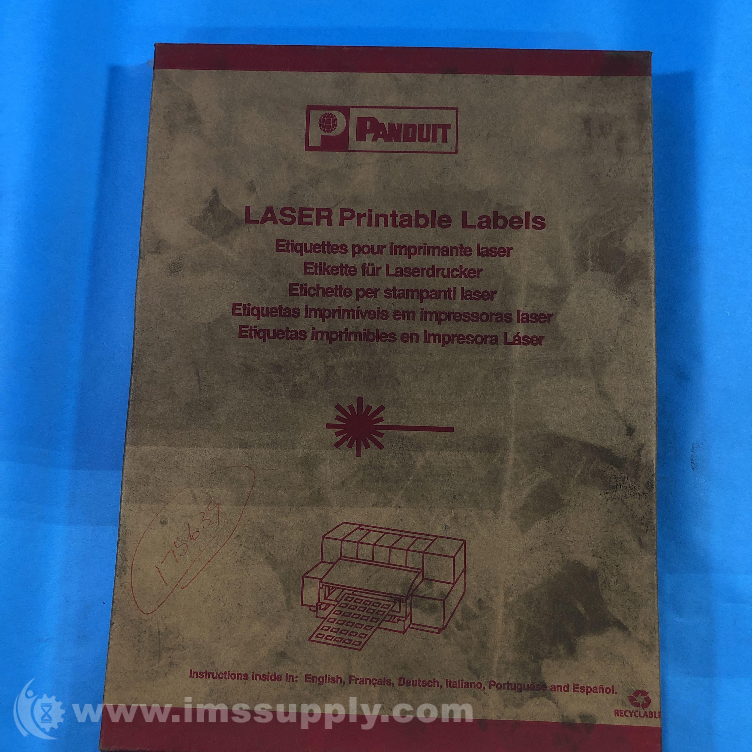 Panduit PLL10PO5 Pack of 5000 Laser Labels, White, 1 X .75 IMS Supply