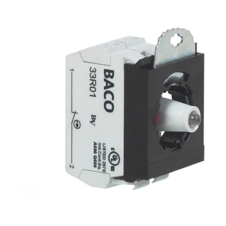 Baco Controls 333ERABH10 1 NO, 230V Blue LED, PlugIn Term IMS Supply