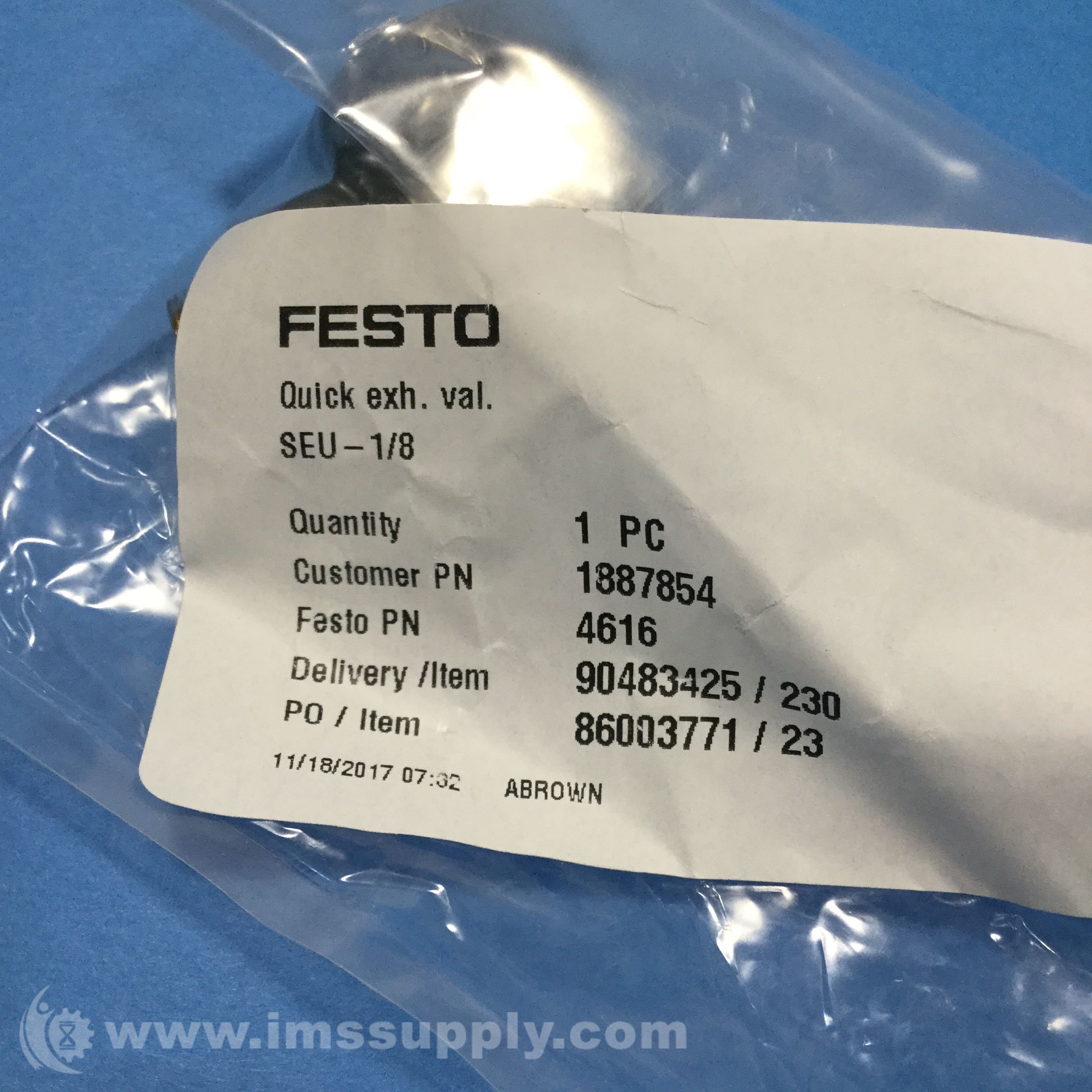 Festo SEU-1/8 Rapid Exhaust Shut-off Valve 4616 New 