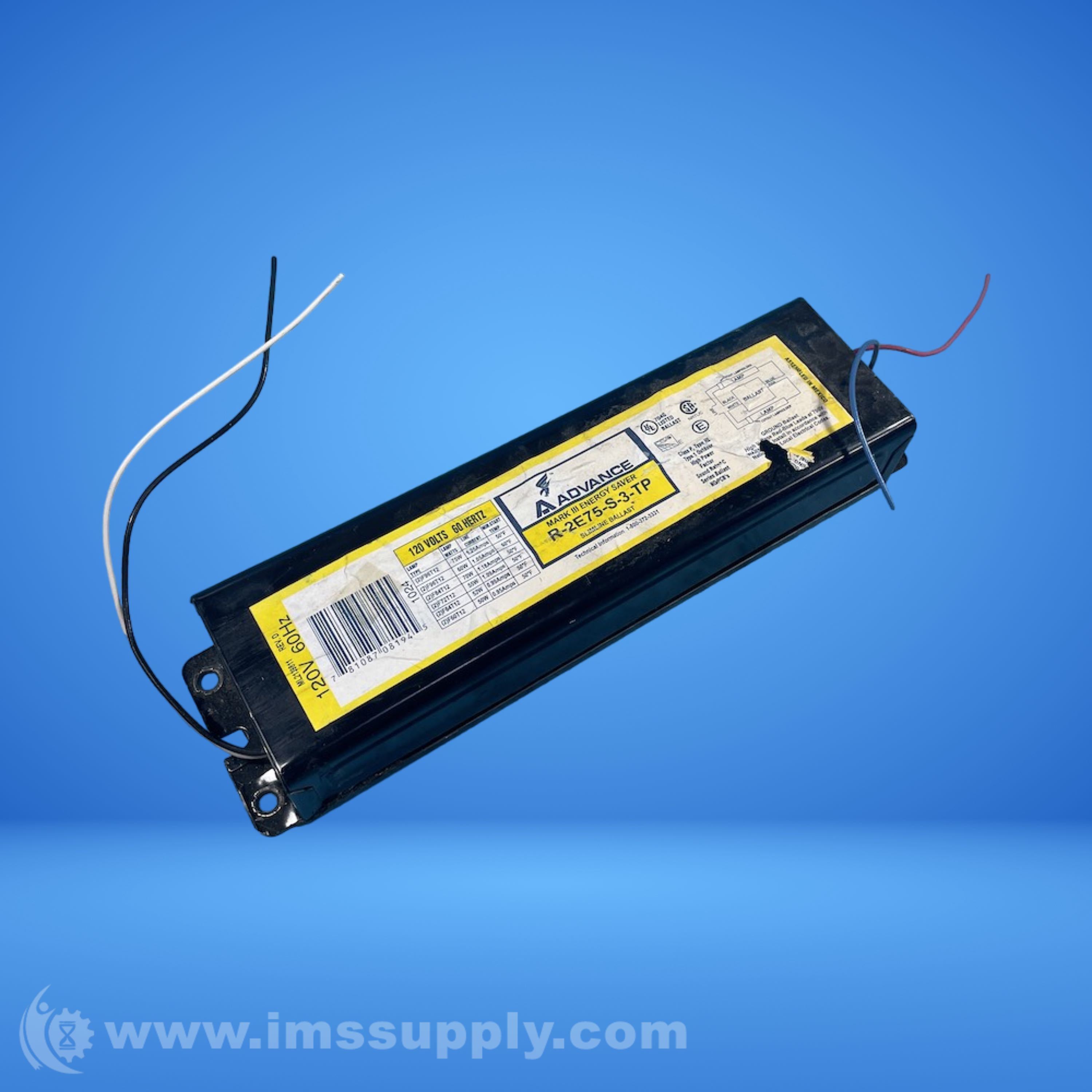 Advance Transformer Co. R2E75S3TP High PF Ballast IMS Supply