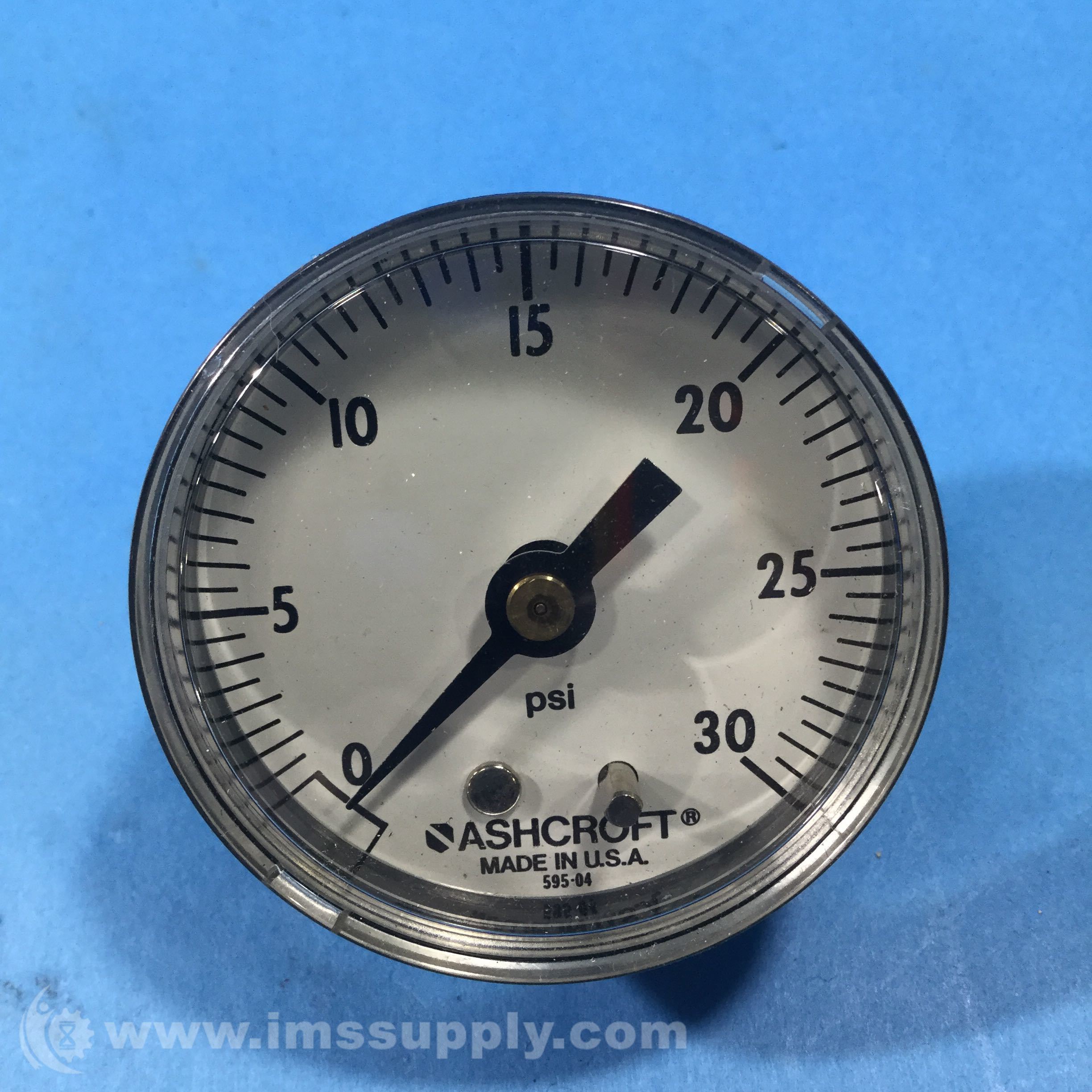 Ashcroft 59504 Rear Mount Pressure Gauge 0 30 PSI IMS Supply
