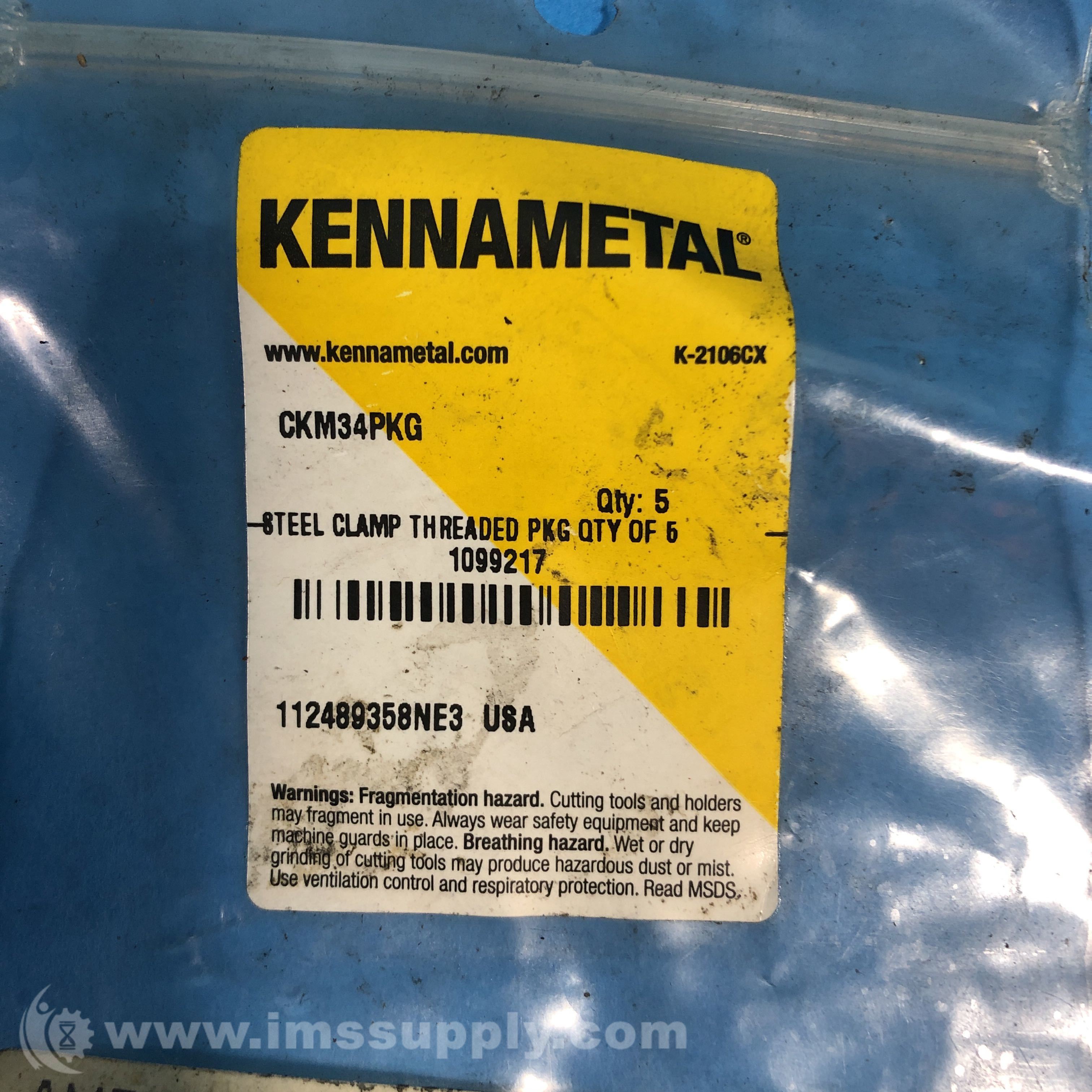 Kennametal CKM34PKG Pack of 5 Steel Clamps IMS Supply