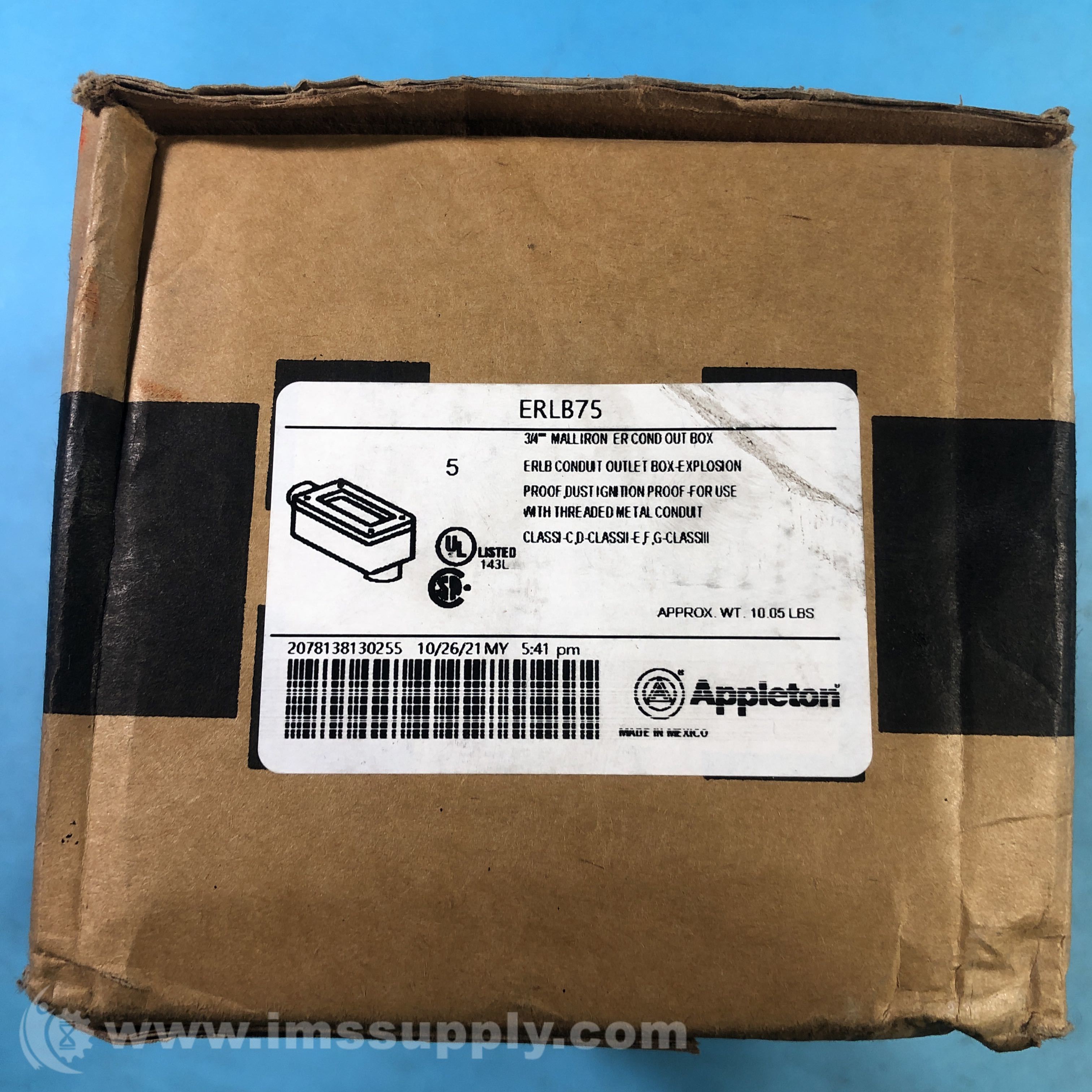 Emerson ERLB75 Box of 5 Electrical Boxes, ER Series, 3/4 Type - IMS Supply