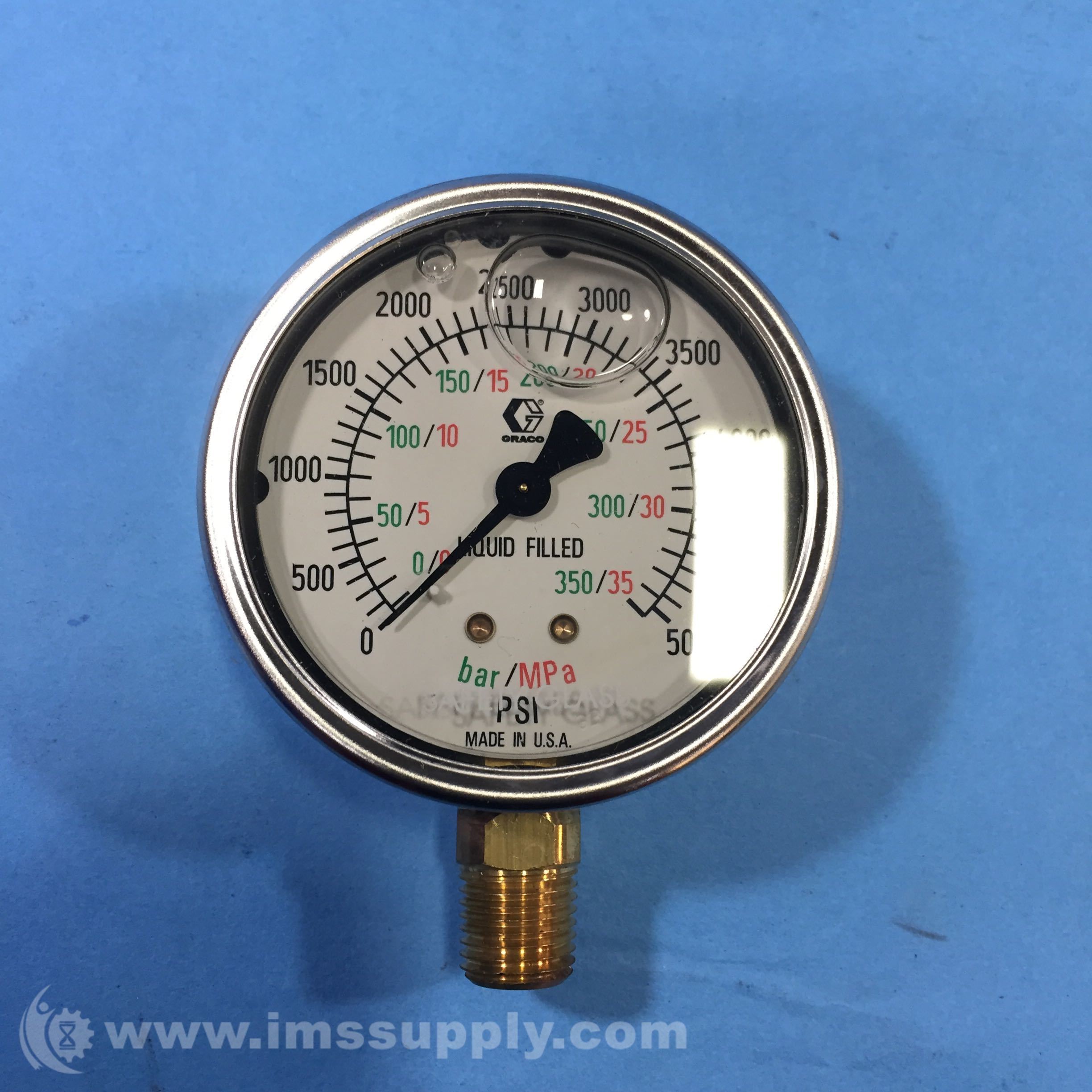 Graco 102814 Fluid Pressure Gauge, 05000 PSI, Liquid Filled IMS Supply