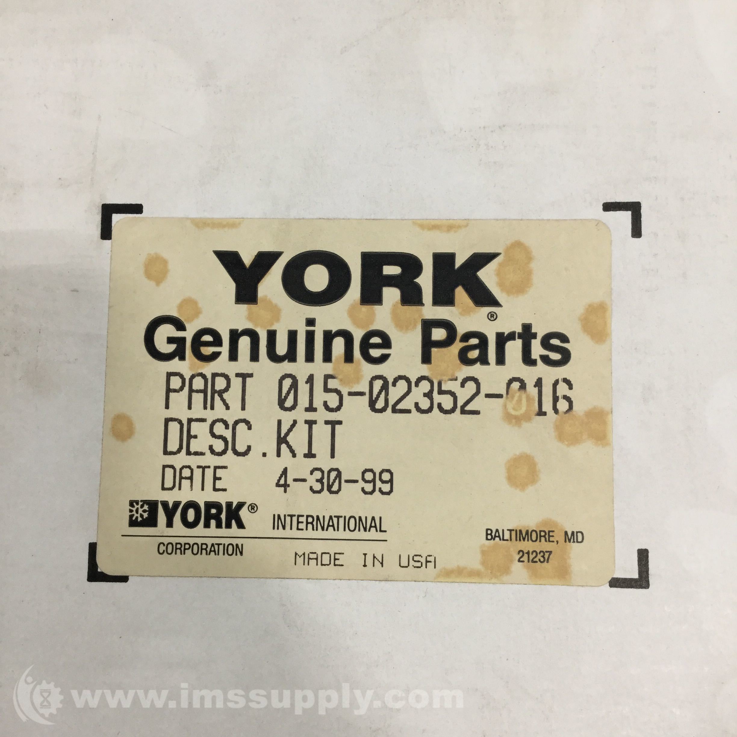 York International 015-02352-016 Potentiometer Kit - IMS Supply