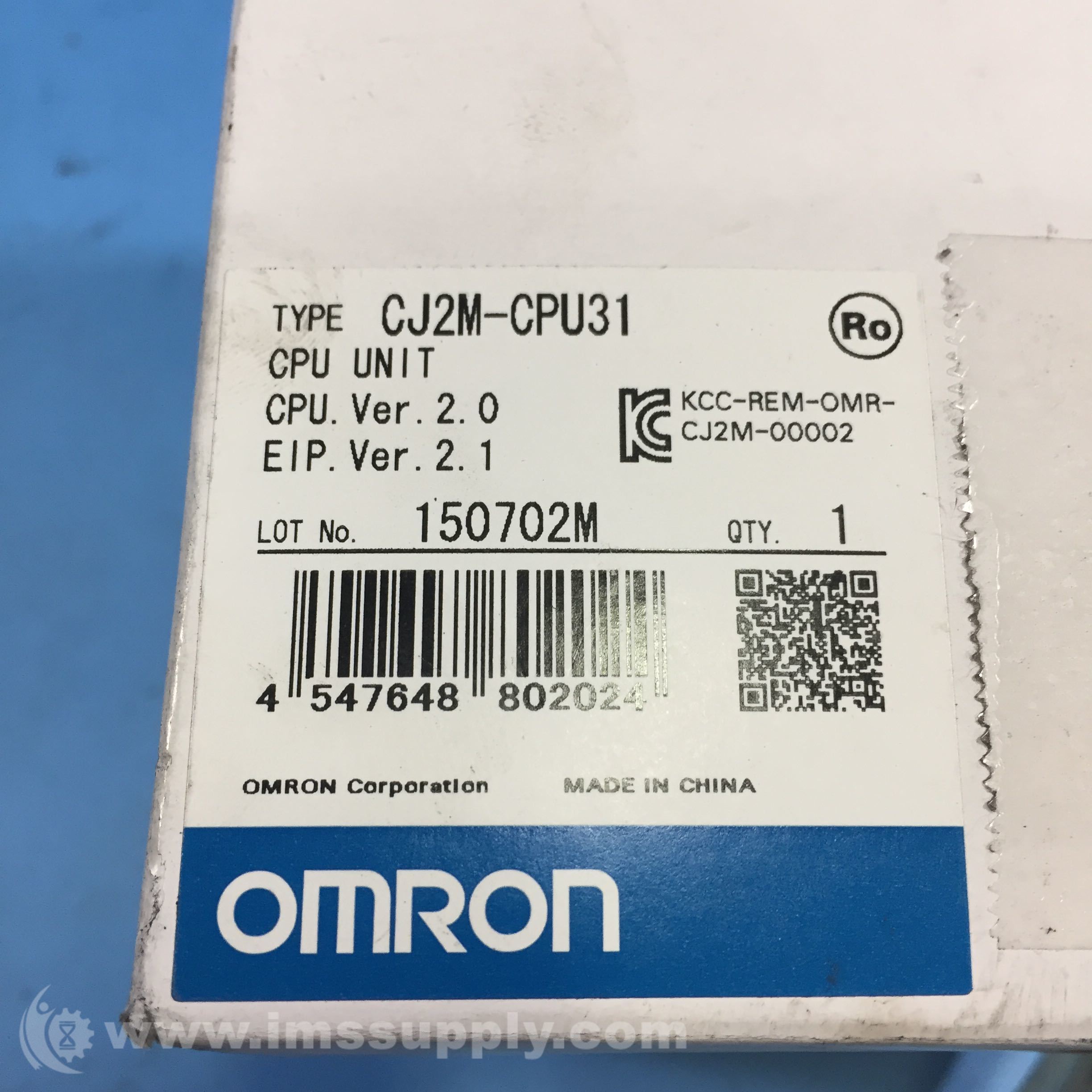 Omron CJ2M-CPU31 CJ-series CJ2M CPU Unit, Pulse I/O Module - IMS