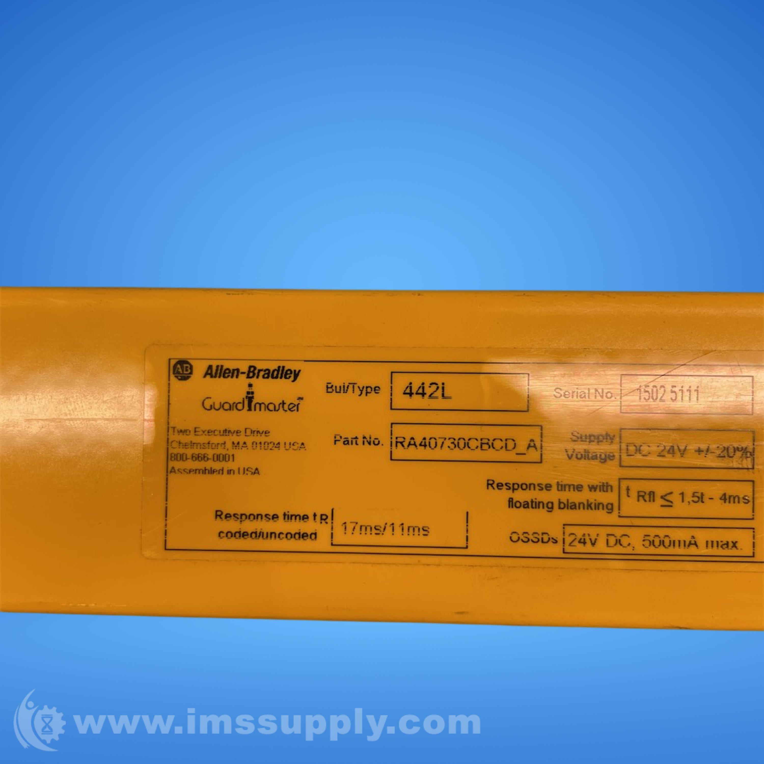 Allen Bradley 442L-RA40730CBCD Safety Light Curtain Receiver - IMS Supply