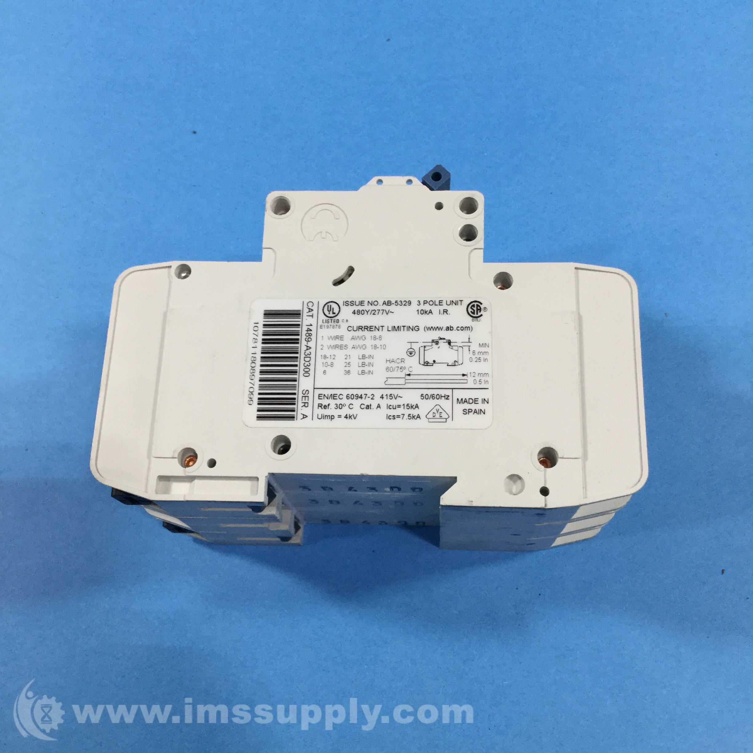 Allen Bradley 1489A3D300 Circuit Breaker, 3P, 30 A, Series A IMS Supply