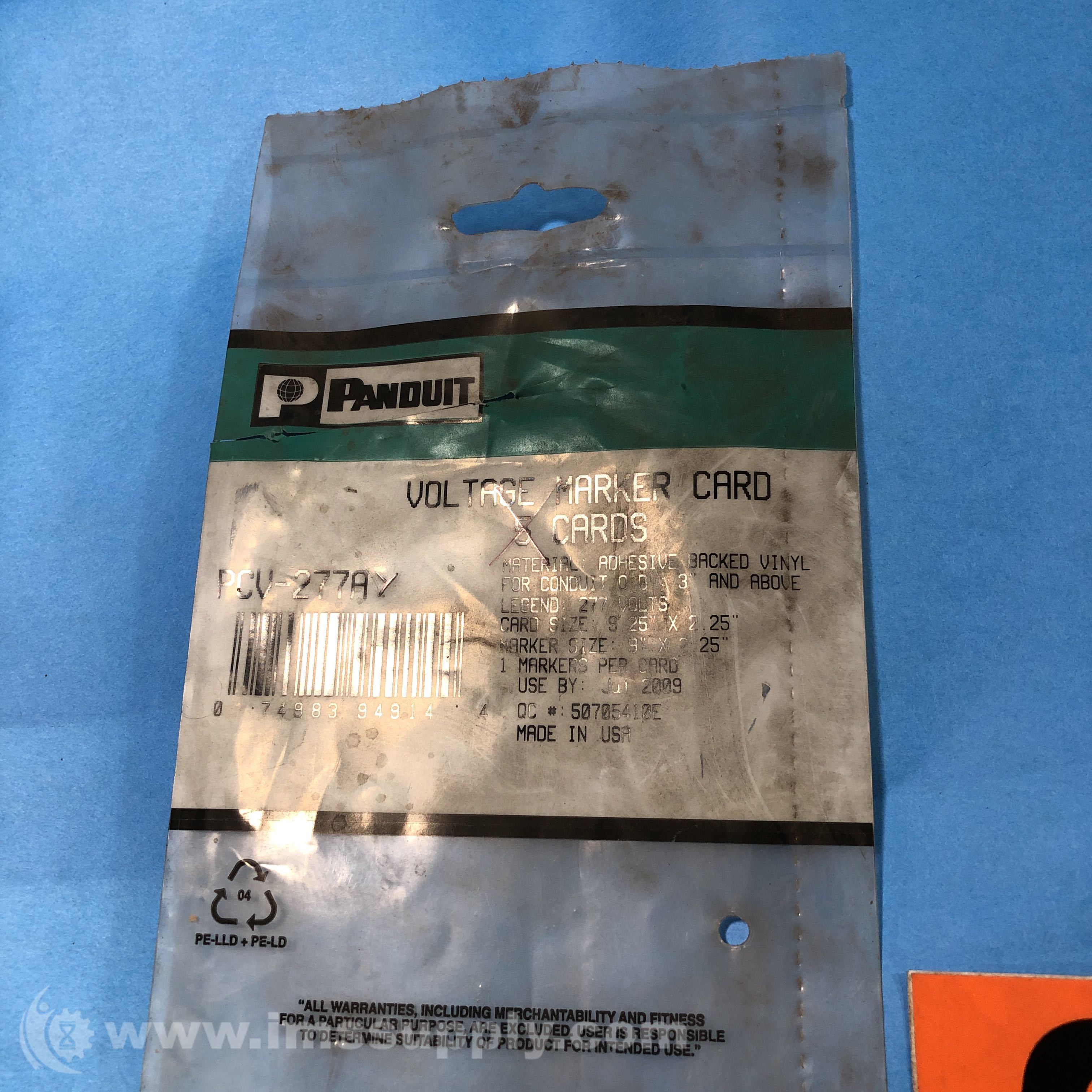Panduit PCV-277AY Bag of 5 Voltage Markers, 9 in W x 2-1/4 in L - IMS ...