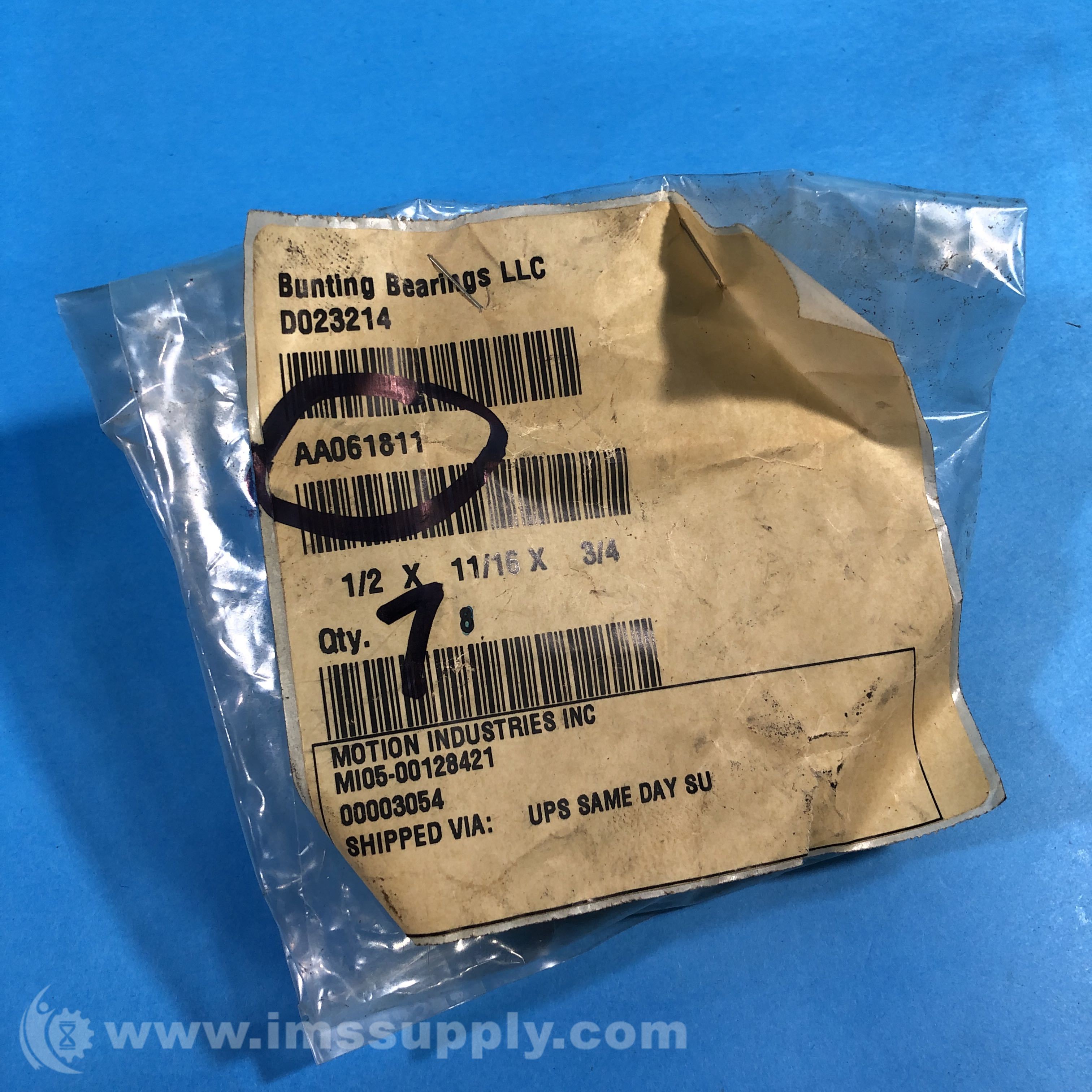 Bunting Bearings AA61811 Pack of 8 Plain Sleeve Bearings IMS Supply