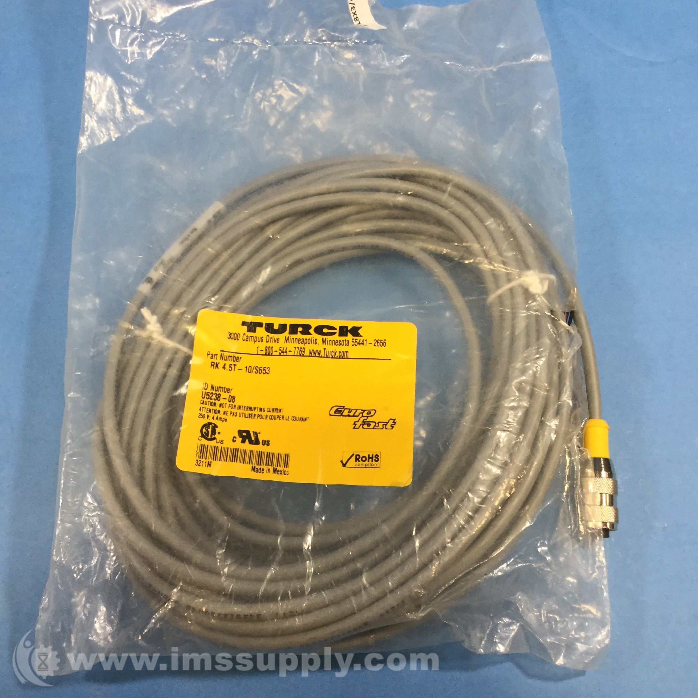 Turck Rk 4 5t 10 S653 M12 Eurofast Cordset Straight Female Ims Supply
