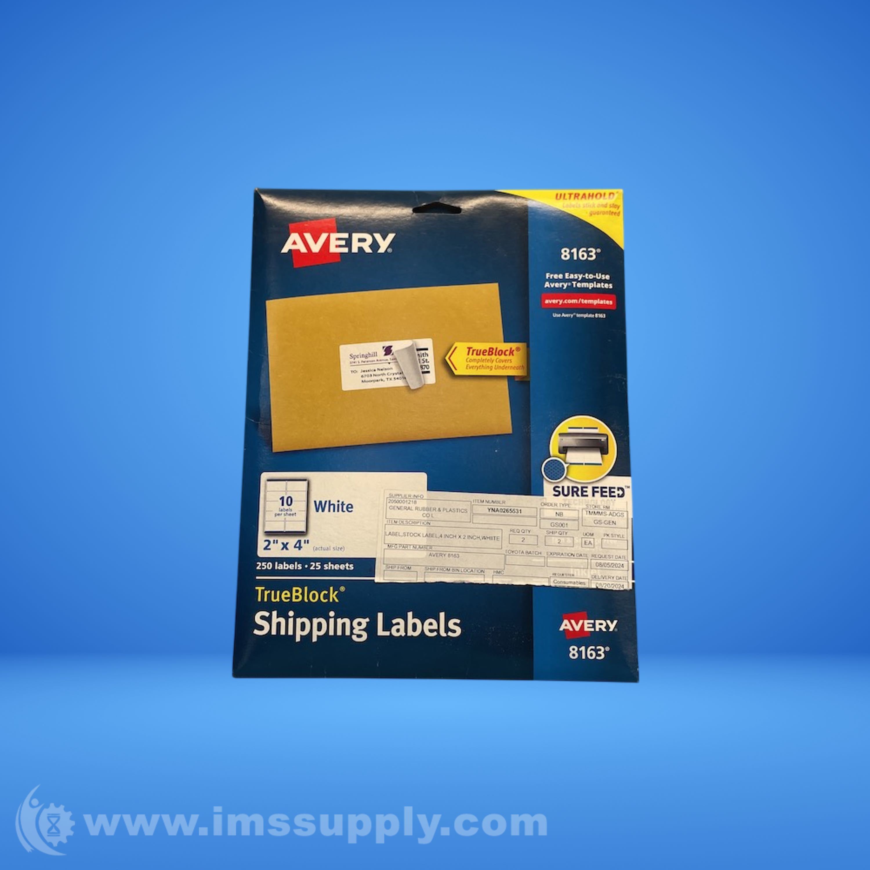 Avery 8163 Sure-Feed Shipping Labels Pack of 25 - IMS Supply