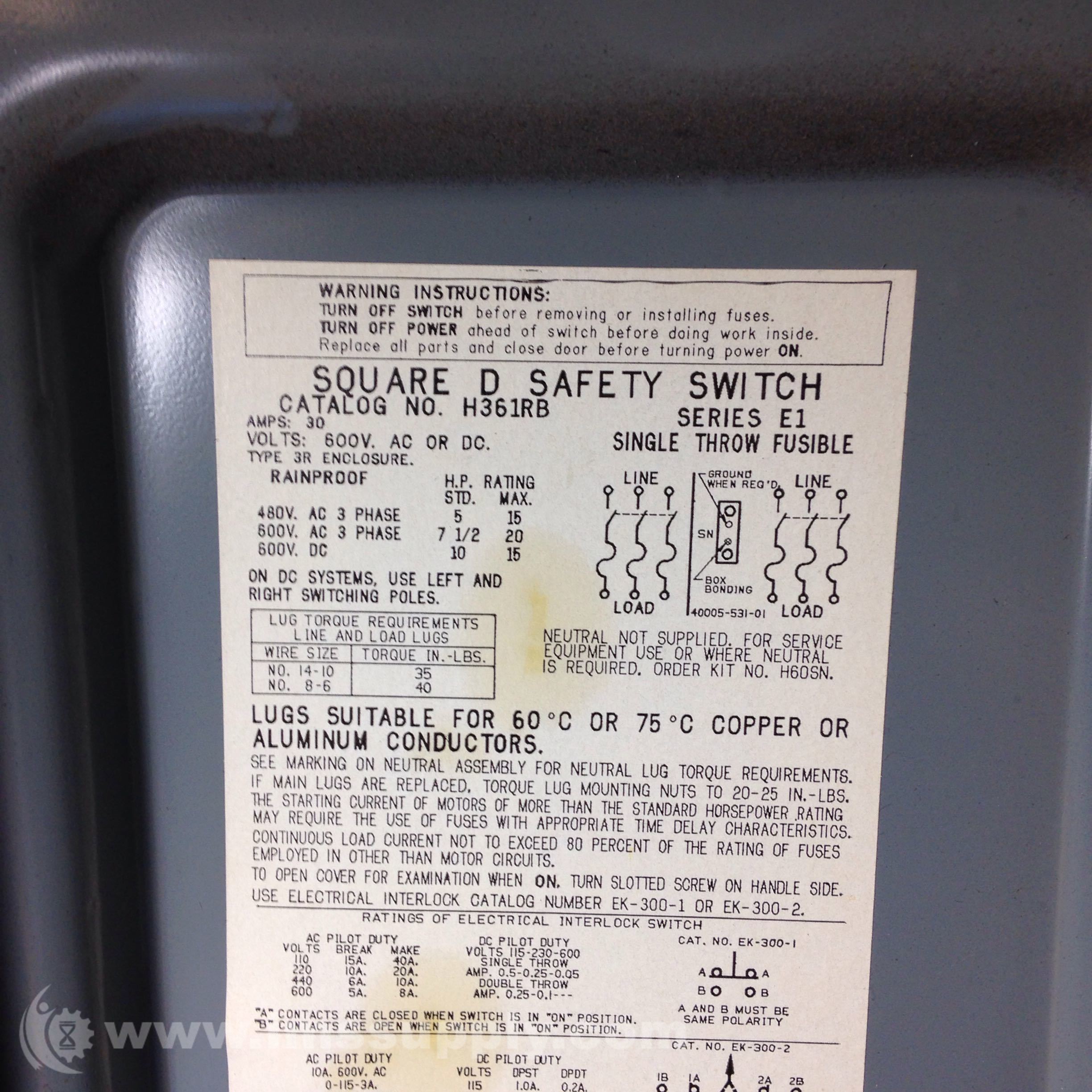 Square D H361RB Safety Switch IMS Supply