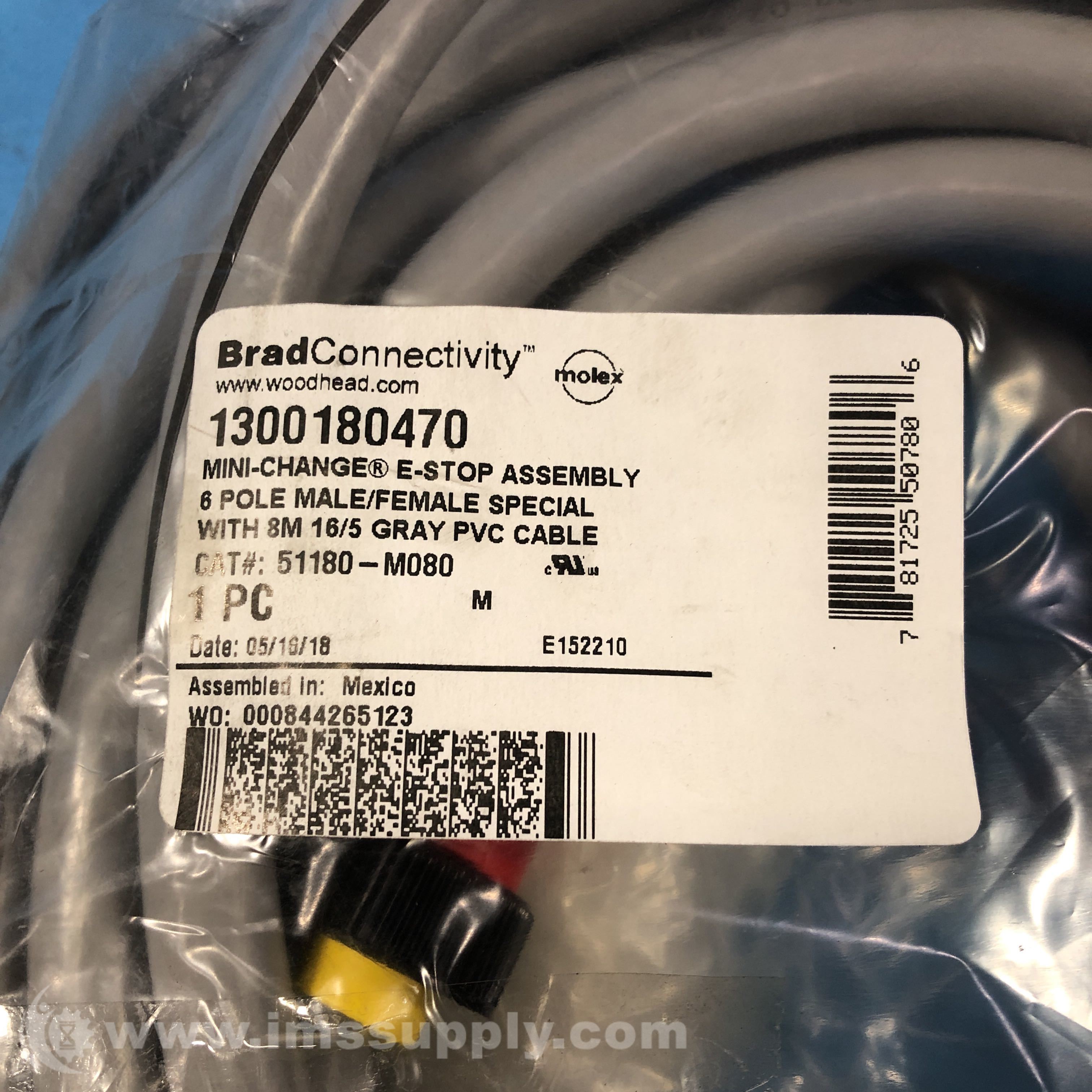 Woodhead 51180-M080 8M Cordset, Quick Connect Cable Assembly - IMS Supply