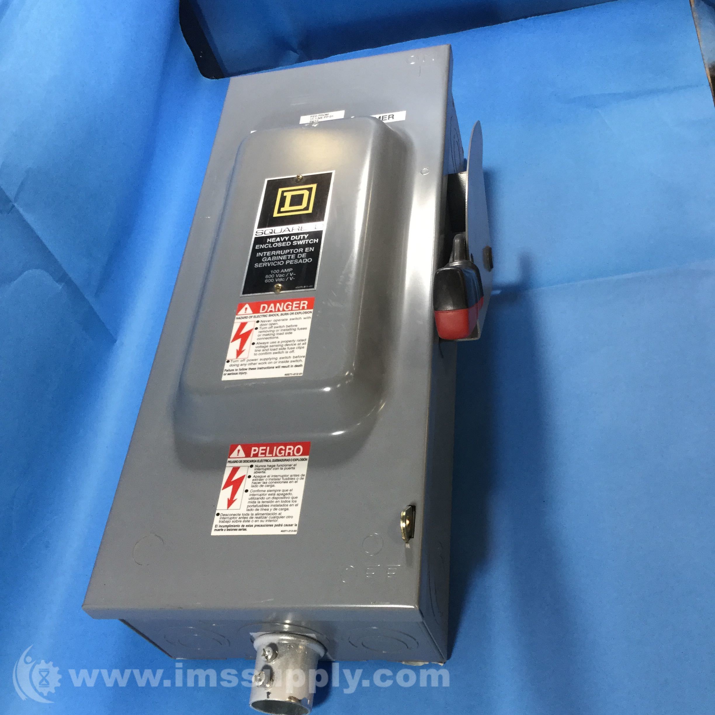 Square D Heavy Duty Enclosed Switch, 100 AMP, 600 VAC IMS Supply