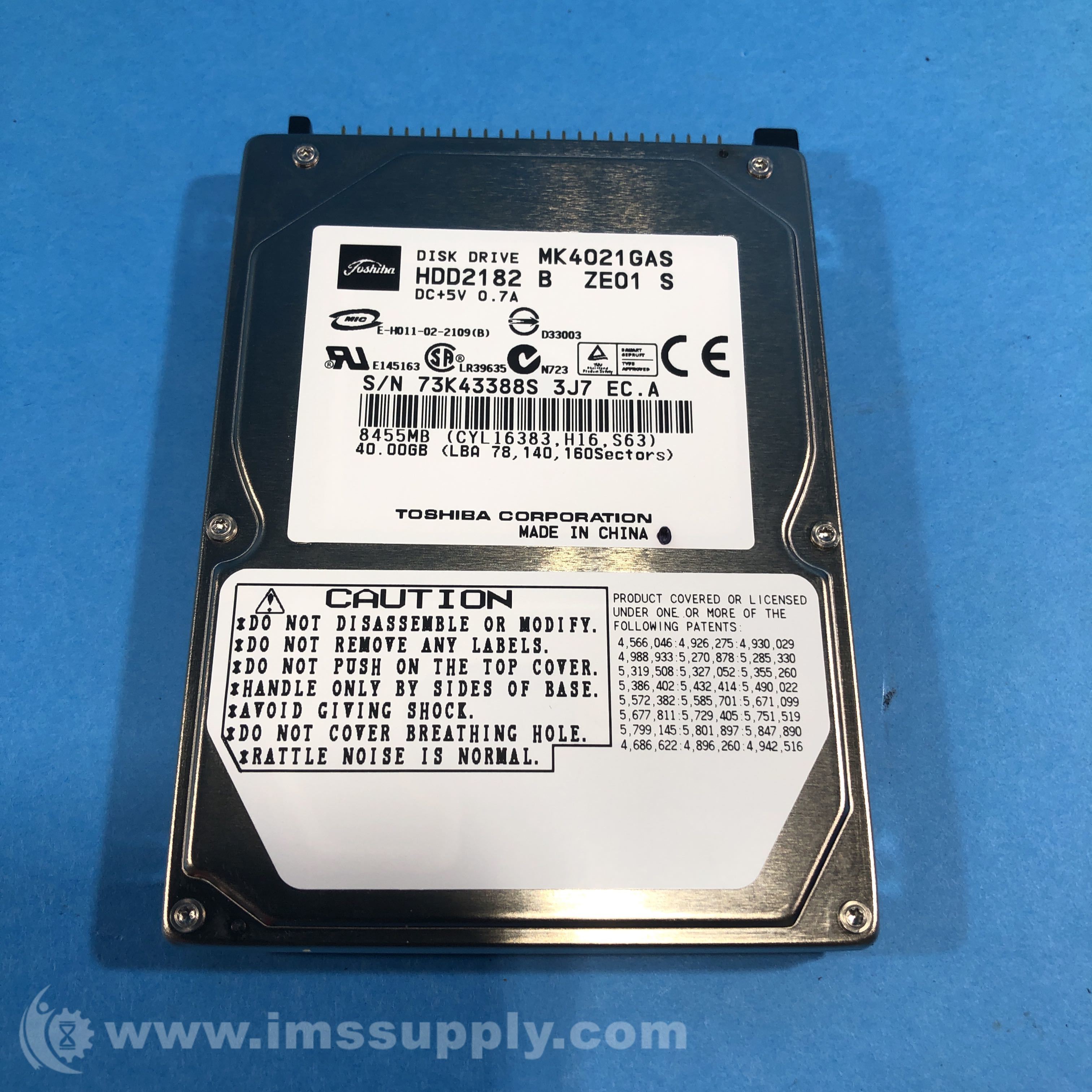Toshiba MK4021GAS HDD2182 B ZE01 S Hard Drive - IMS Supply
