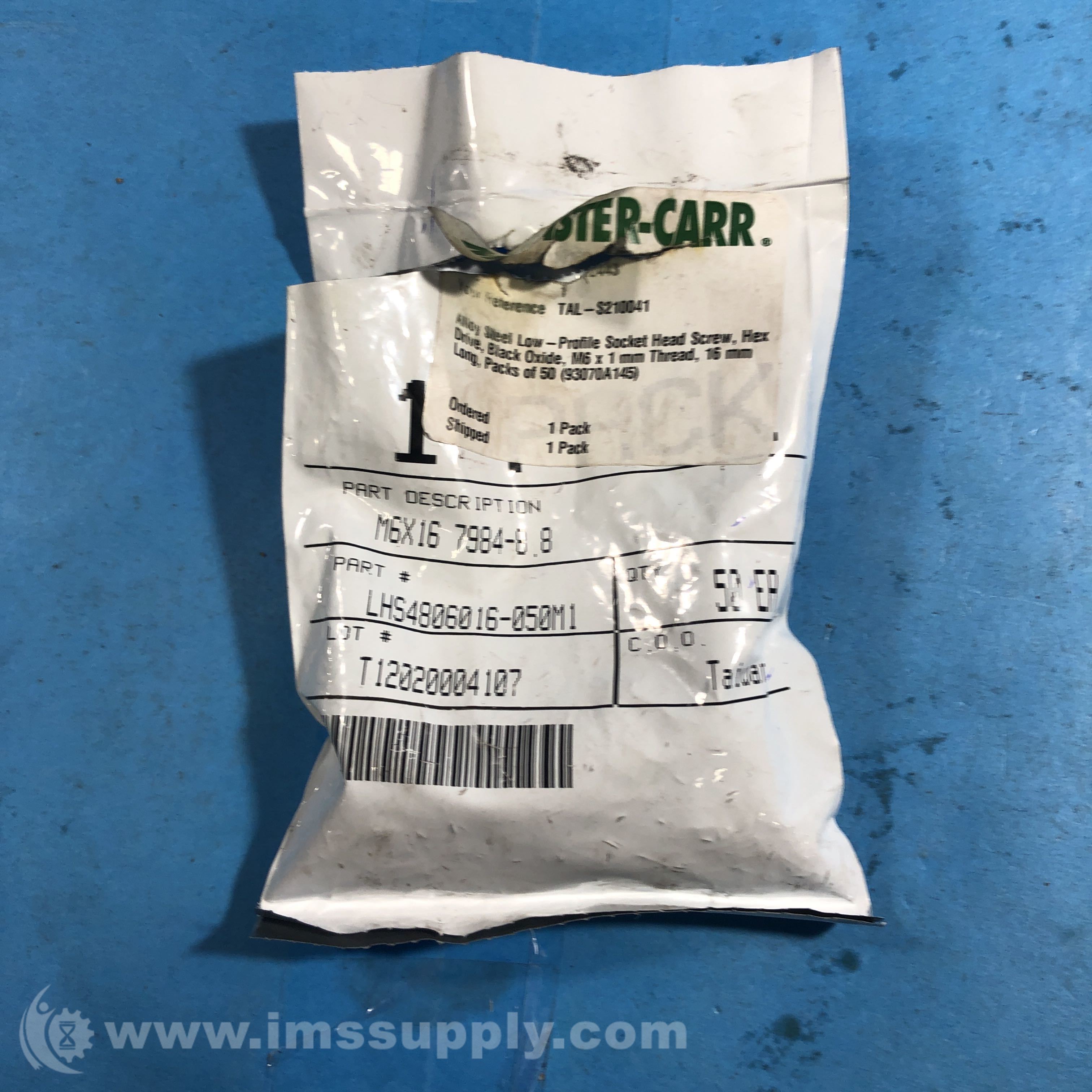 McMasterCarr 93070A145 Pack of 50 Alloy Steel Socket Head Screws IMS