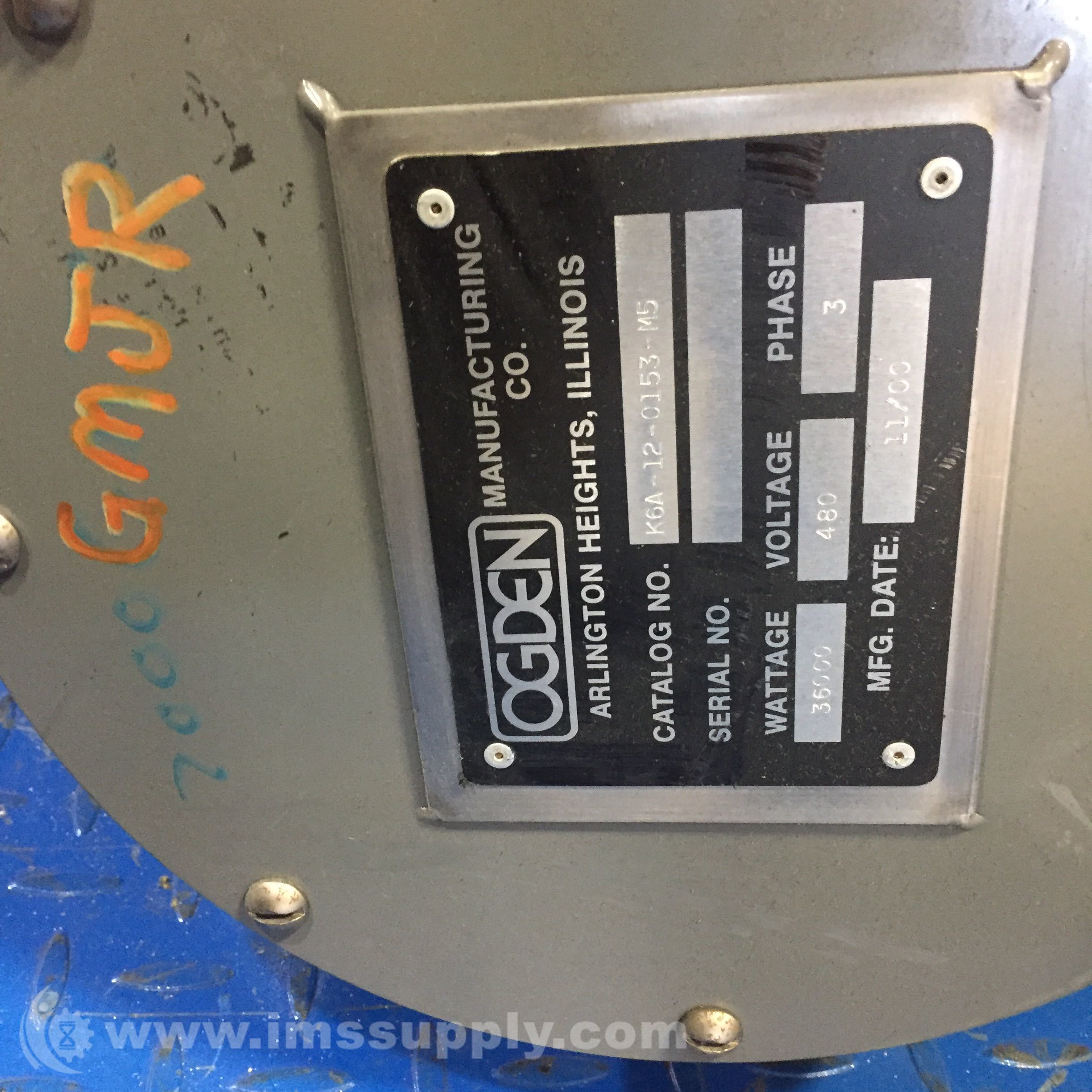 Ogden K6A120153M5 Flanged Immersion Heater, 36000 Watt IMS Supply